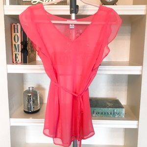 Sheer Ruffled Motherhood Maternity Shirt